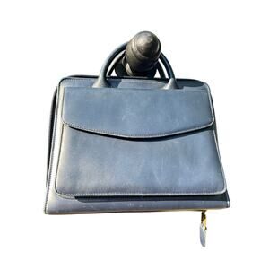 VINTAGE LEATHER FRANKLIN QUEST PORTFOLIO BRIEFCASE  NAVY BLUE